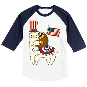 Patriot Sloth Llama Baseball Sleeve Shirt