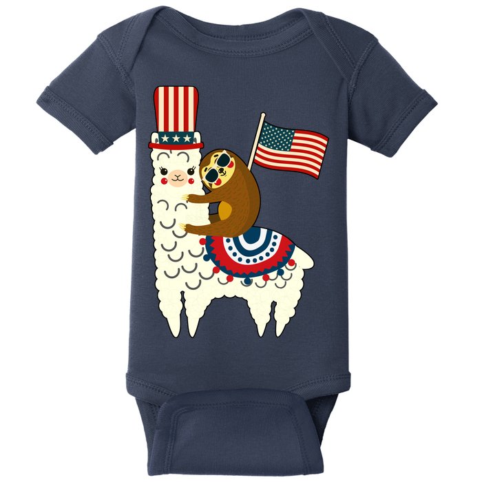 Patriot Sloth Llama Baby Bodysuit