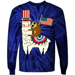 Patriot Sloth Llama Tie-Dye Long Sleeve Shirt