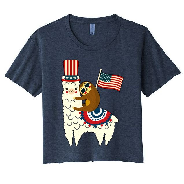 Patriot Sloth Llama Crop Top