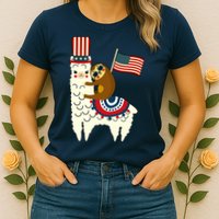 Patriot Sloth Llama Womens T-Shirt