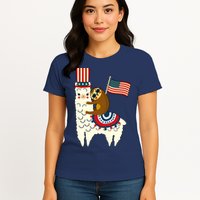 Patriot Sloth Llama Womens T-Shirt