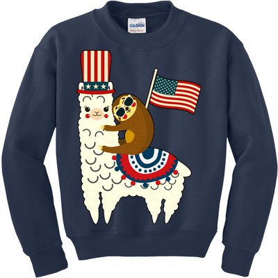 Patriot Sloth Llama Kids Sweatshirt