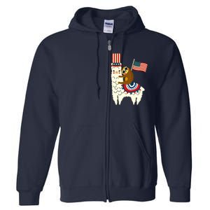 Patriot Sloth Llama Full Zip Hoodie