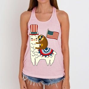 Patriot Sloth Llama Women's Knotted Racerback Tank