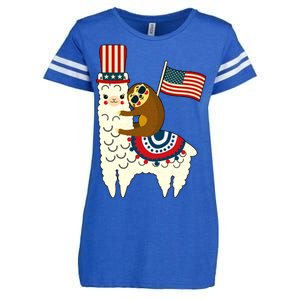 Patriot Sloth Llama Enza Ladies Jersey Football T-Shirt