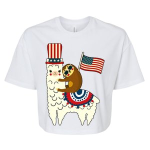 Patriot Sloth Llama Bella+Canvas Jersey Crop Tee