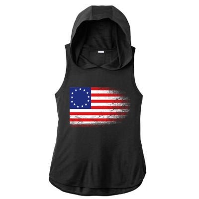 Patriotic 13 Colonies Flag Betsy Ross Ladies PosiCharge Tri-Blend Wicking Draft Hoodie Tank