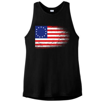 Patriotic 13 Colonies Flag Betsy Ross Ladies PosiCharge Tri-Blend Wicking Tank