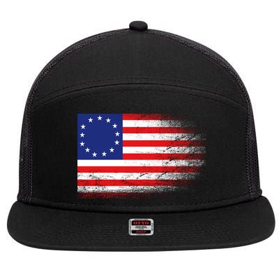 Patriotic 13 Colonies Flag Betsy Ross 7 Panel Mesh Trucker Snapback Hat