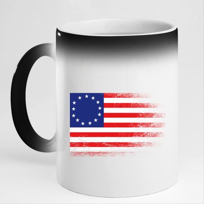 Patriotic 13 Colonies Flag Betsy Ross 11oz Black Color Changing Mug