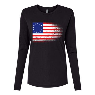 Patriotic 13 Colonies Flag Betsy Ross Womens Cotton Relaxed Long Sleeve T-Shirt