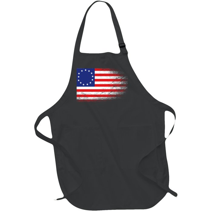 Patriotic 13 Colonies Flag Betsy Ross Full-Length Apron With Pockets