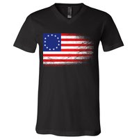 Patriotic 13 Colonies Flag Betsy Ross V-Neck T-Shirt