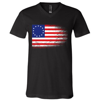 Patriotic 13 Colonies Flag Betsy Ross V-Neck T-Shirt