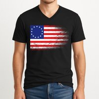 Patriotic 13 Colonies Flag Betsy Ross V-Neck T-Shirt