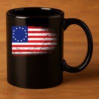 Patriotic 13 Colonies Flag Betsy Ross 11oz C Handle Ceramic Mug