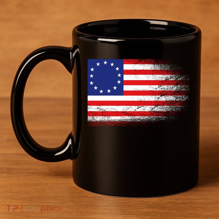 Patriotic 13 Colonies Flag Betsy Ross 11oz C Handle Ceramic Mug