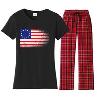 Patriotic 13 Colonies Flag Betsy Ross Women's Flannel Pajama Set