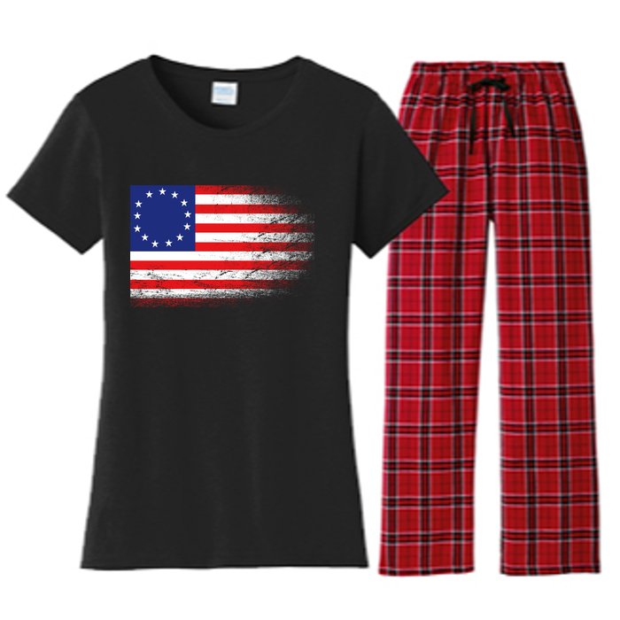 Patriotic 13 Colonies Flag Betsy Ross Women's Flannel Pajama Set