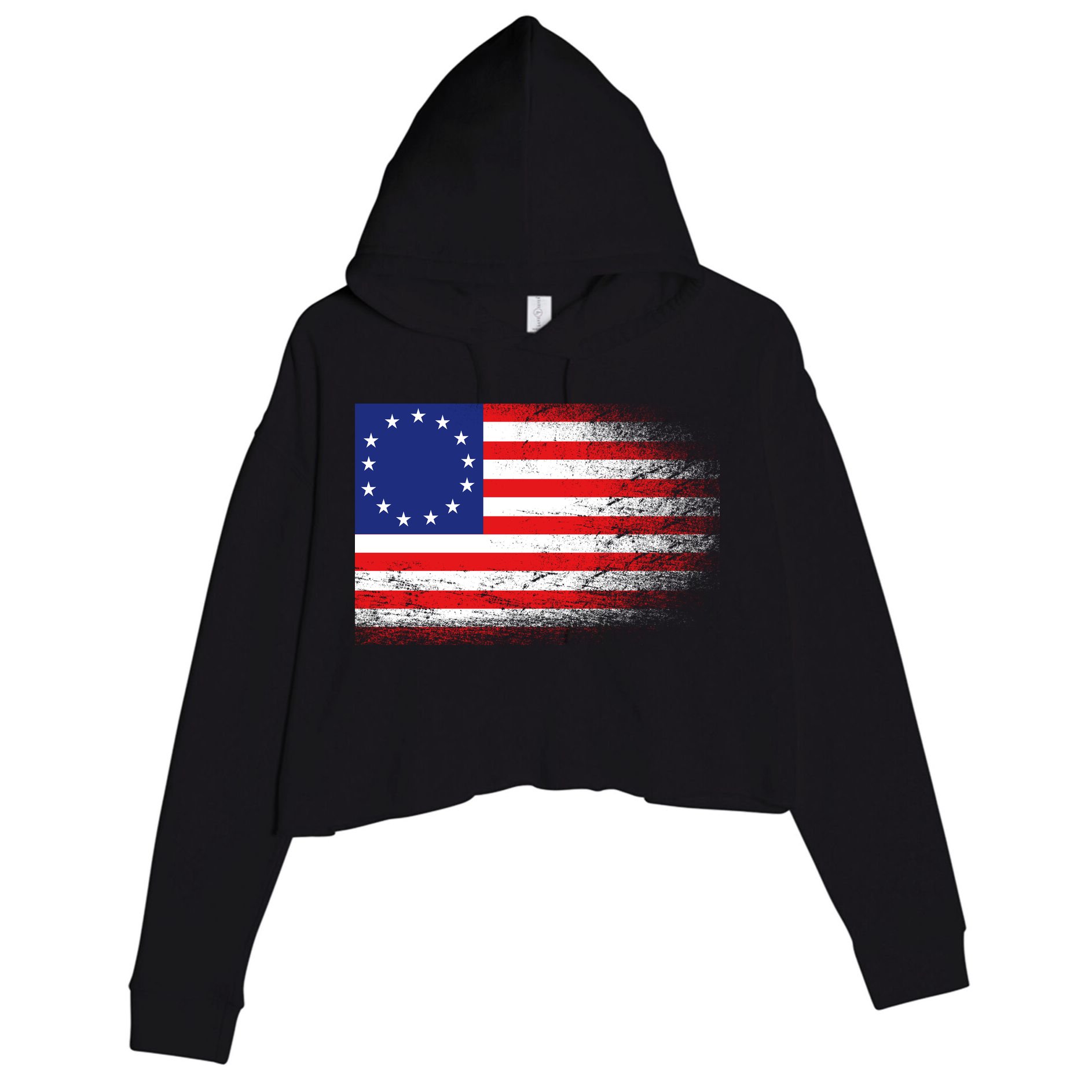 Patriotic 13 Colonies Flag Betsy Ross Crop Fleece Hoodie