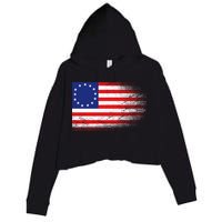 Patriotic 13 Colonies Flag Betsy Ross Crop Fleece Hoodie