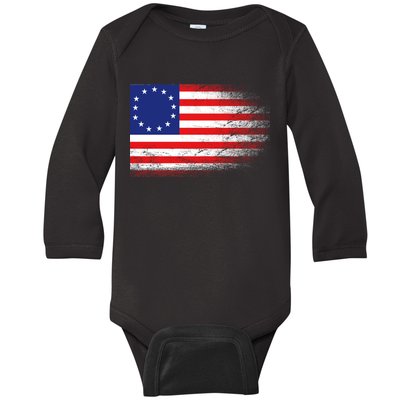 Patriotic 13 Colonies Flag Betsy Ross Baby Long Sleeve Bodysuit