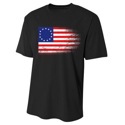 Patriotic 13 Colonies Flag Betsy Ross Performance Sprint T-Shirt