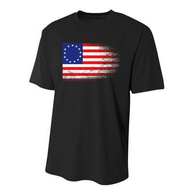 Patriotic 13 Colonies Flag Betsy Ross Youth Performance Sprint T-Shirt