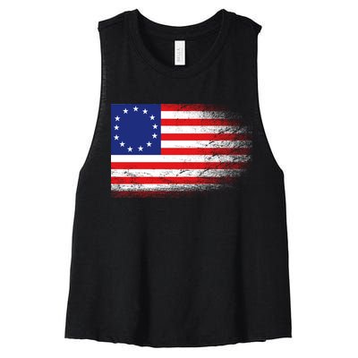 Patriotic 13 Colonies Flag Betsy Ross Women's Racerback Cropped Tank