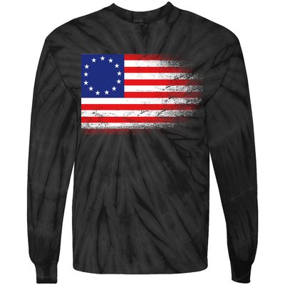 Patriotic 13 Colonies Flag Betsy Ross Tie-Dye Long Sleeve Shirt