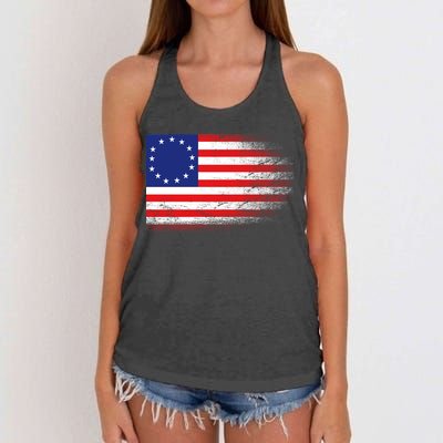 Patriotic 13 Colonies Flag Betsy Ross Women's Knotted Racerback Tank