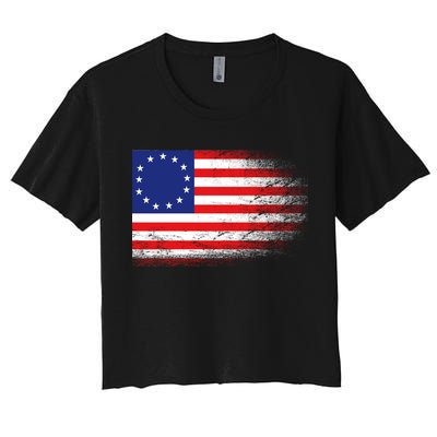 Patriotic 13 Colonies Flag Betsy Ross Women's Crop Top Tee