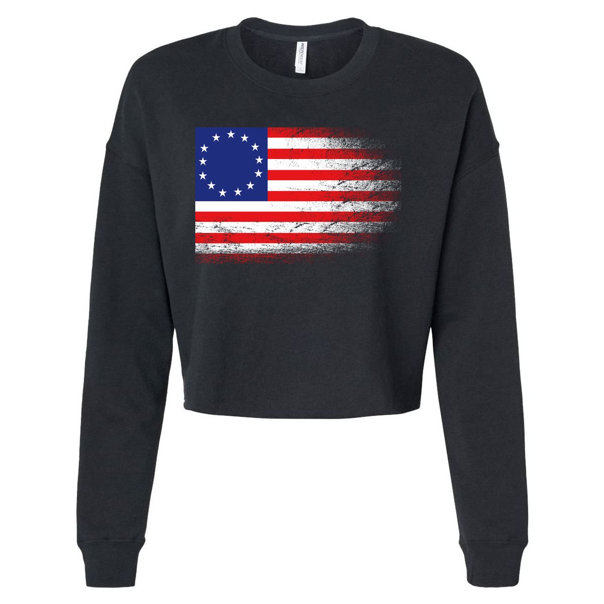 Patriotic 13 Colonies Flag Betsy Ross Cropped Pullover Crew