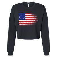 Patriotic 13 Colonies Flag Betsy Ross Cropped Pullover Crew