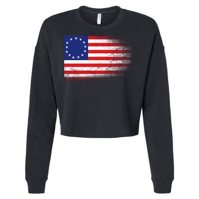 Patriotic 13 Colonies Flag Betsy Ross Cropped Pullover Crew