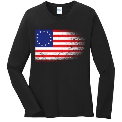 Patriotic 13 Colonies Flag Betsy Ross Ladies Long Sleeve Shirt