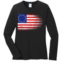 Patriotic 13 Colonies Flag Betsy Ross Ladies Long Sleeve Shirt