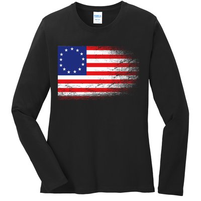 Patriotic 13 Colonies Flag Betsy Ross Ladies Long Sleeve Shirt