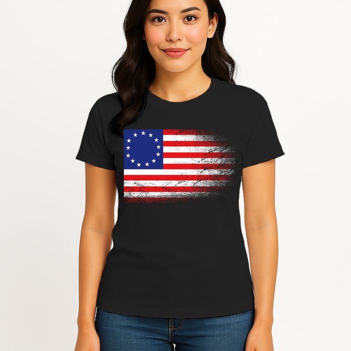 Patriotic 13 Colonies Flag Betsy Ross Womens T-Shirt