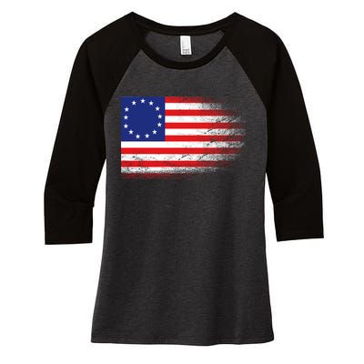 Patriotic 13 Colonies Flag Betsy Ross Women's Tri-Blend 3/4-Sleeve Raglan Shirt