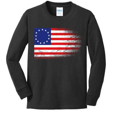 Patriotic 13 Colonies Flag Betsy Ross Kids Long Sleeve Shirt