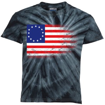 Patriotic 13 Colonies Flag Betsy Ross Kids Tie-Dye T-Shirt