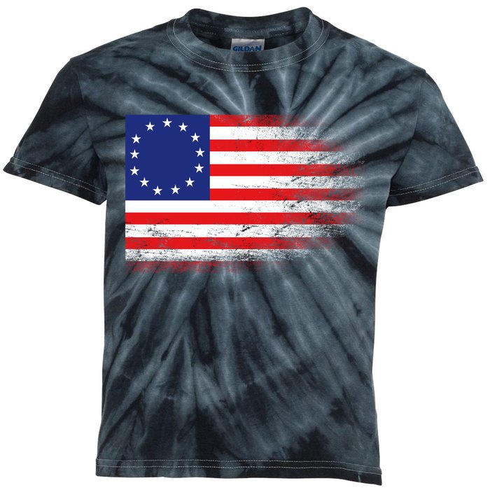 Patriotic 13 Colonies Flag Betsy Ross Kids Tie-Dye T-Shirt