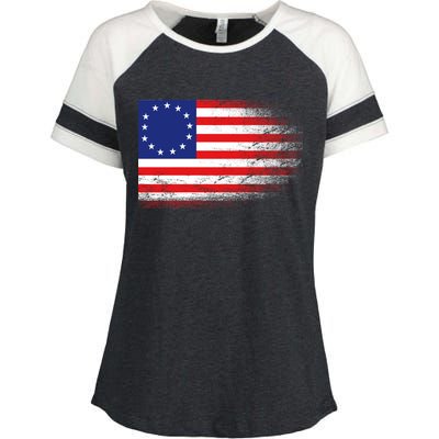 Patriotic 13 Colonies Flag Betsy Ross Enza Ladies Jersey Colorblock Tee