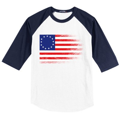 Patriotic 13 Colonies Flag Betsy Ross Baseball Sleeve Shirt