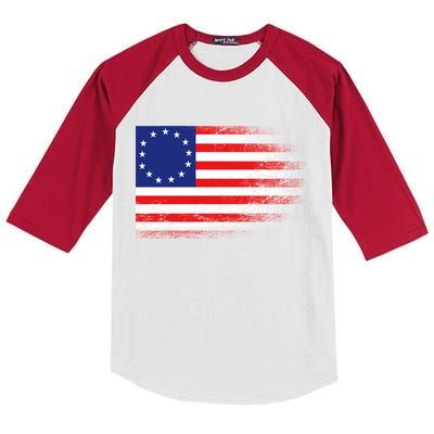 Patriotic 13 Colonies Flag Betsy Ross Kids Colorblock Raglan Jersey