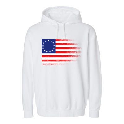 Patriotic 13 Colonies Flag Betsy Ross Garment-Dyed Fleece Hoodie