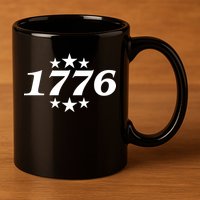 Patriotic 1776 USA 4th of July Stars 11oz C Handle Ceramic Mug