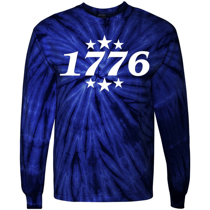 Patriotic 1776 USA 4th of July Stars Tie-Dye Long Sleeve Shirt